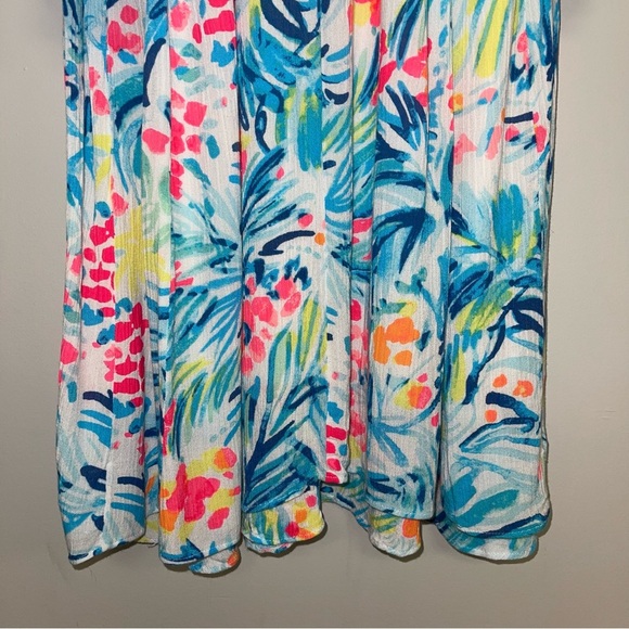 Lilly Pulitzer Bellamie Dress Women’s Size Small Blue Floral Cold Shoulder Swing - Picture 5 of 16
